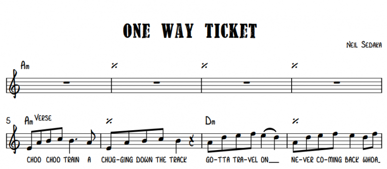 תווים Neil Sedaka - One Way Ticket