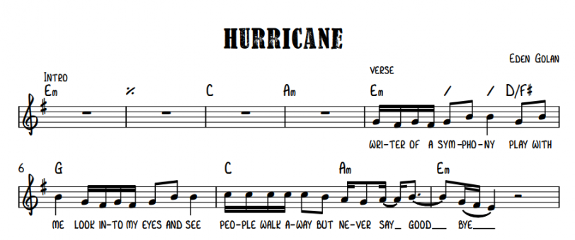 תווים Eden Golan - Hurricane