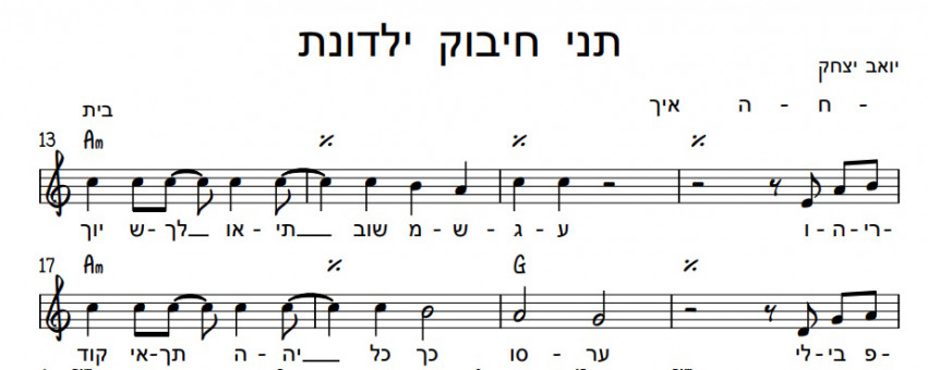 תווים יואב יצחק - תני חיבוק ילדונת