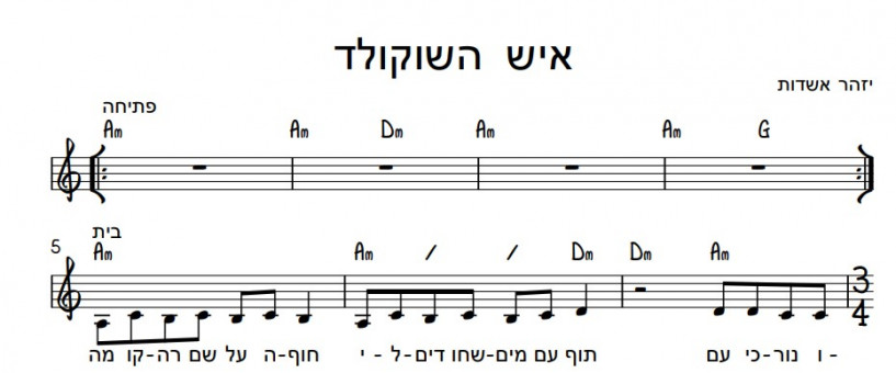 תווים יזהר אשדות - איש השוקולד