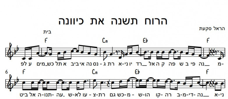 תווים הראל סקעת - הרוח תשנה את כיוונה