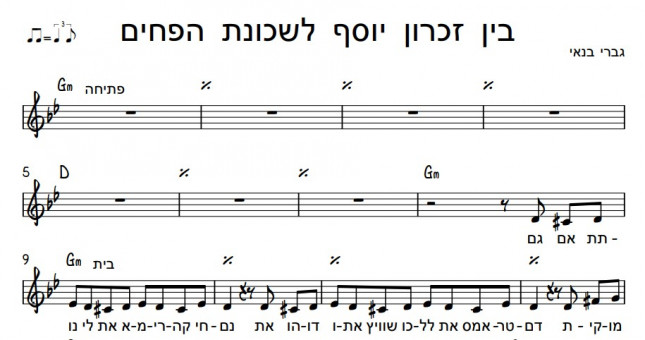 תווים גברי בנאי - בין זכרון יוסף לשכונת הפחים