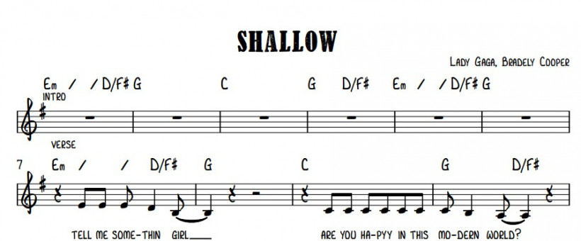 תווים Lady Gaga and Bradley Cooper - Shallow
